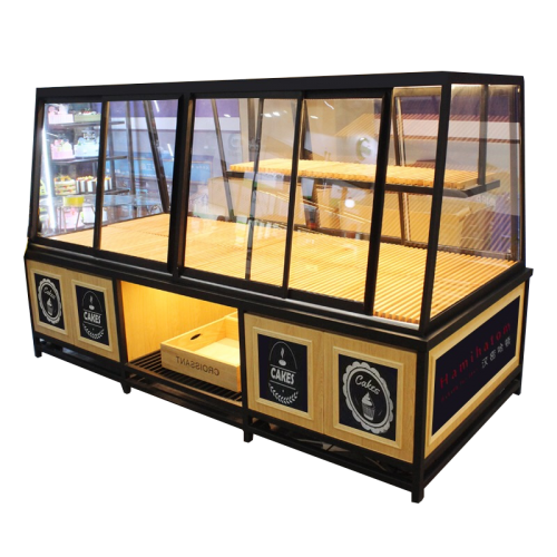 汕尾实木松木面包房展示柜展示冷柜边柜中岛柜蛋糕模型展架